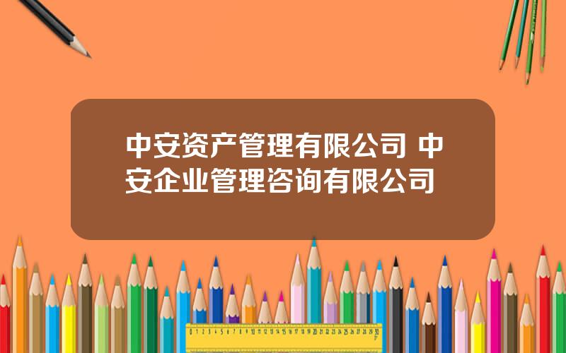 中安资产管理有限公司 中安企业管理咨询有限公司